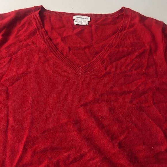 100% Cashmere V-neck Jaclyn Smith Sz XL Red Long Sleeve Sweater - Picture 5 of 8